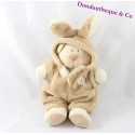Doudou bear NICOTOY disguised as rabbit beige light brown 20 cm