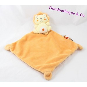 Doudou, die flach gelb orange Löwe NICOTOY mit Diamant Etiketten 21 cm