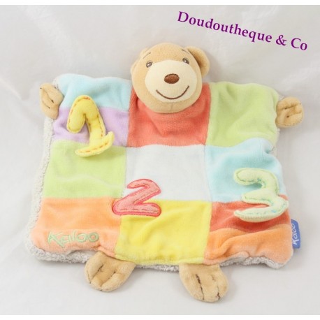 KALOO Doudou marionnette ours sable patchwork