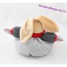 Doudou ball rabbit kaloo grey scarf Red Bell 17 cm