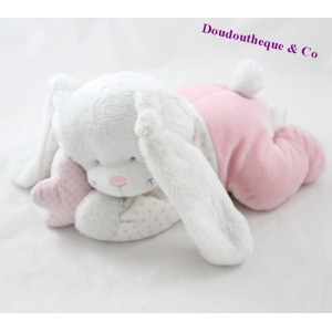 Conejo de peluche musical TEX BABY estrella recubierta rosa Carrefour 23 cm