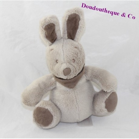 Doudou Kaninchen VERTBAUDET Simba Spielzeug taupe grau sitzenden 18 cm Doudou Kaninchen VERTBAUDET Simba Spielzeug taupe grau sitzenden 18 cm