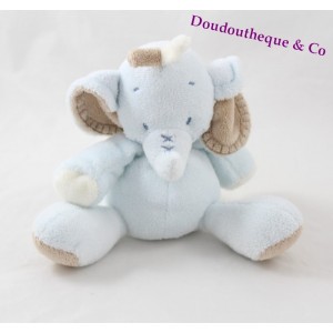 Piccolo elefante imbottito Nattou rigolos Bell blu marrone 13 cm