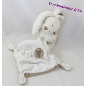 Kaninchen Einstecktuch Kuscheltier POMMETTE beige weiß große Ohren Hase Muster