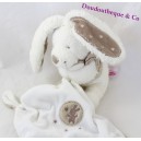Doudou Kaninchen WANGENKNOCHEN Beige weißes Taschentuch große Ohren Bunny Muster