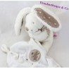 Patrón de conejo de grandes orejas de Doudou conejo pómulo pañuelo blanco beige