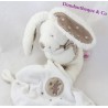 Doudou Kaninchen WANGENKNOCHEN Beige weißes Taschentuch große Ohren Bunny Muster