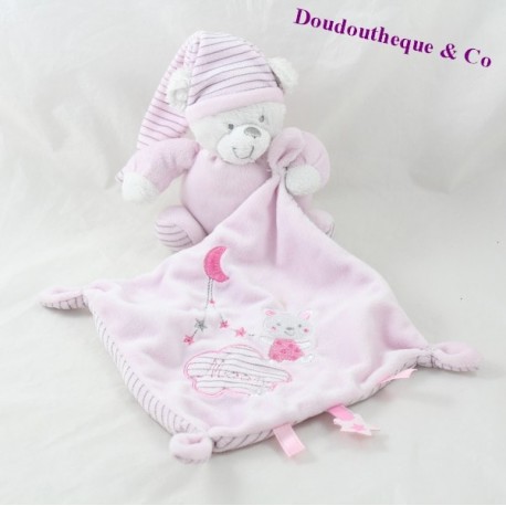 Teddybärenhandtuch MAX & SAX Carrefour rosa Mondstreifen 16 cm