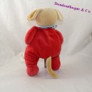 Doudou chien BENGY pyjama rouge bandana bleu 28 cm