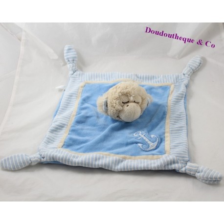 Flache blankie Affe KEEL TOYS blaue beige Marine Tinte 29 cm