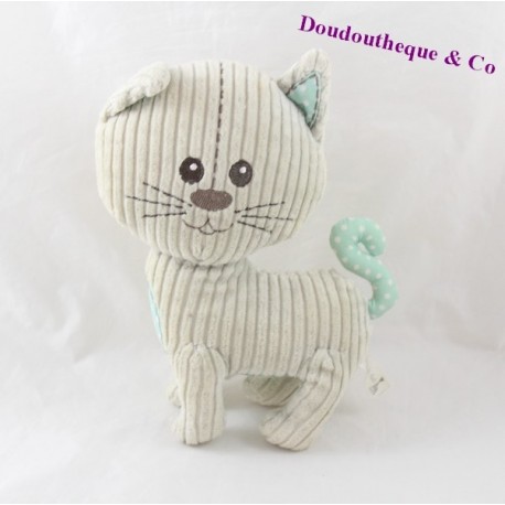 Plush cat VULLI Lazarus the ribbed beige cat 22 cm