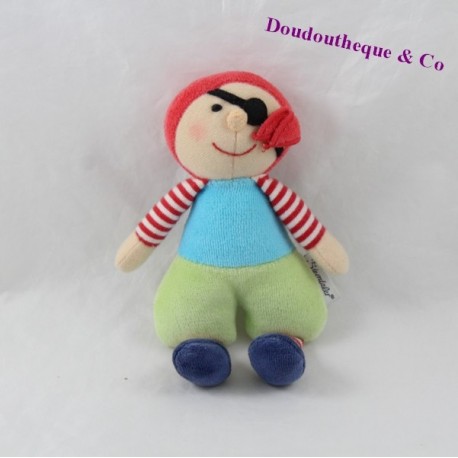 Mini doudou pirate STERNTALER bleu vert grelot 17 cm