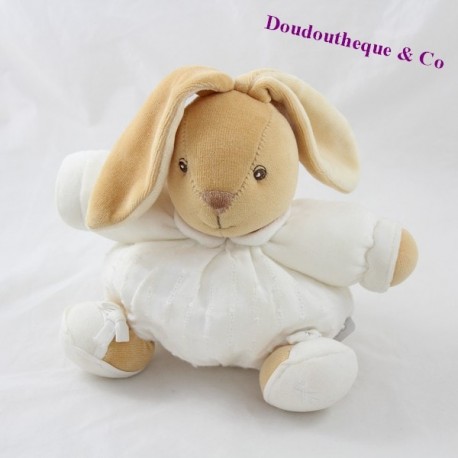 Doudou boule lapin KALOO Dragée blanc boule en relief 18 cm