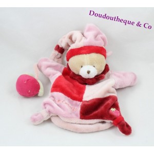 Doudou Puppe Teddybär und Firma Strawberry rosa 25 cm