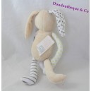 Doudou rabbit VERTBAUDET baby sleeps beige grey yellow 26 cm