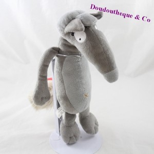 Peluche the wolf AUZOU Wolf gray pink knot 25 cm