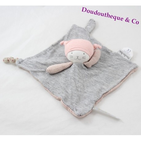 Doudou plat Moon chat MOULIN ROTY Les petits Dodos gris rose