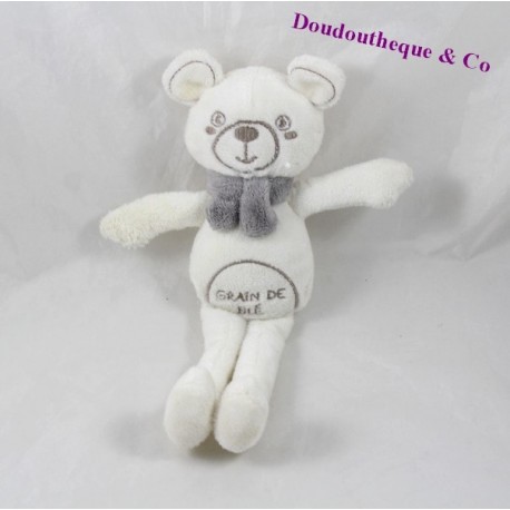 Bär Kuscheltier WEIZENKORN weiß braun 25 cm Bär Kuscheltier WEIZENKORN weiß braun 25 cm