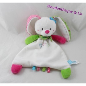 Flat mantita conejo lief! blanco rosa verde corazón azul 28 cm