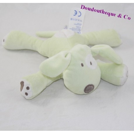 Doudou chien OBAIBI vert blanc 18 cm