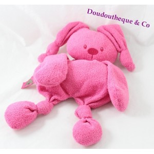 Semi-piatta copertina coniglio Nattou rosa bambola di pezza nodi 30 cm