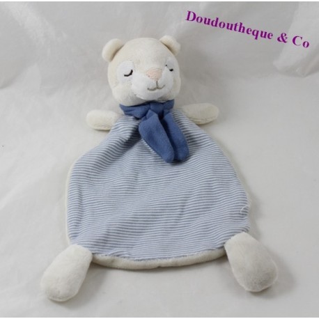 H & M weißer Bär flache Doudou blauen Schal blau 27 cm