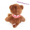 Teddy bear LA GRANDE RECRE chocolate scarf red 27 cm