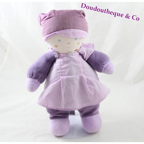 Doudou rag doll TARTINE AND CHOCOLAT mauve plush girl 27 cm