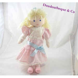 Marchio DESIGNE bambola di pezza vestito rosa nastro bionda bionda Caprice 