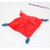 Doudou plat ours NICOTOY Woodstock rouge bleu rayures en laine 21 cm