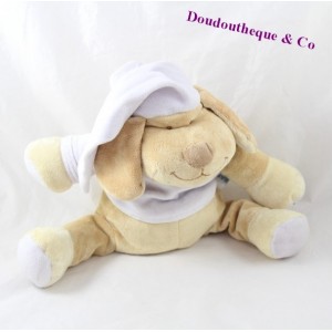 Sleeping towel dog BABIAGE blue brown box sound and melodie 23 cm