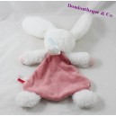 Doudou coniglio piatto SUCRE D'ORGE tessuto bianco corpo fiori 25 cm