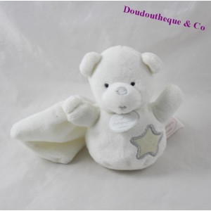 Mini doudou bear DOUDOU AND COMPAGNY luminescent white star DC2323 13 cm