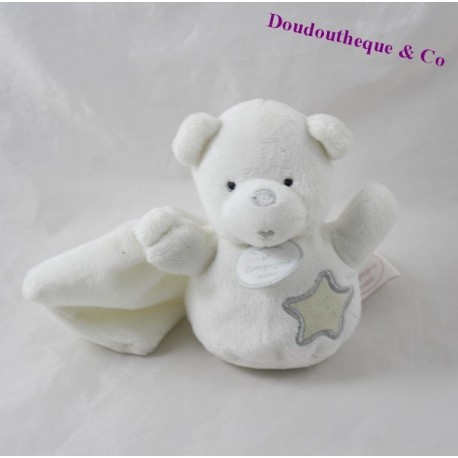 Mini doudou orso DOUDOU e COMPAGNY stella bianca luminescente DC2323 13 cm