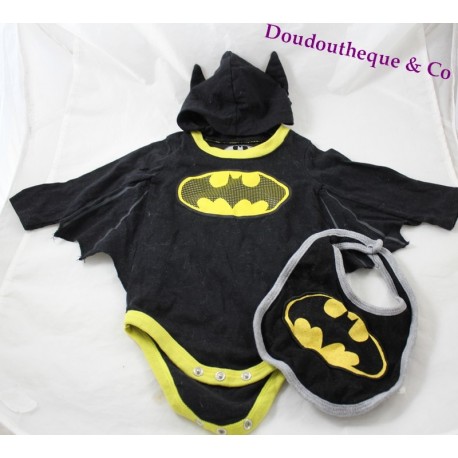 Ensemble body et bavoir Batman DC COMICS bébé 0-3 mois noir jaune