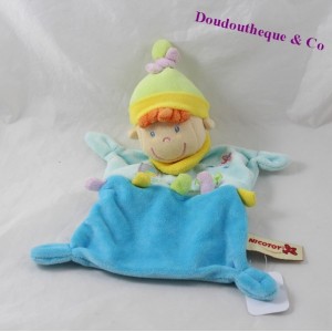 Doudou flach elf NICOTOY junge blau gelb Baum 27 cm