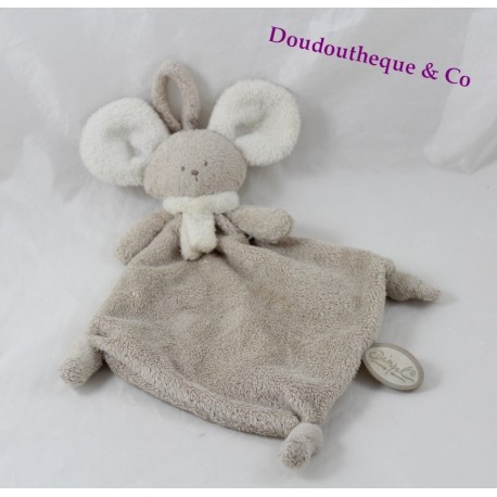 Mona mouse flat doudou DIMPEL ties white beige nipple 28 cm