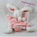Doudou conejo plano DOUDOU Y COMPAGNIE Pompón rosa blanco DC2741 24 cm