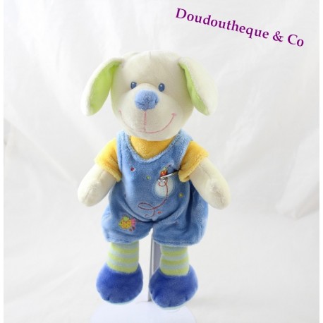 Doudou Hund MOTS D'ENFANTS Overalls blau gestreifte Beine