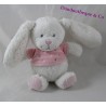 Doudou conejo guisantes de TEX Blanca Rosa bufanda bebé blanco 15 cm