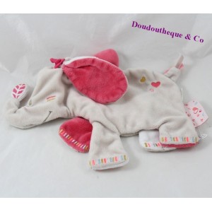 NOUKIE Anna und Pili rosa beige 25 cm Elefant flach doudou