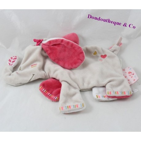NOUKIE Anna und Pili rosa beige 25 cm Elefant flach doudou NOUKIE Anna und Pili rosa beige 25 cm Elefant flach doudou
