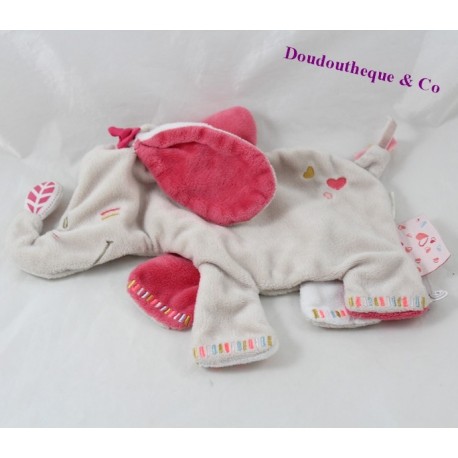 NOUKIE Anna und Pili rosa beige 25 cm Elefant flach doudou