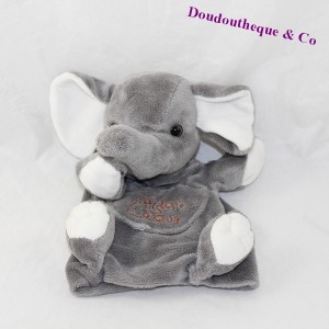 Doudou elephant puppet HISTORY OF OURS grey pocket 23 cm