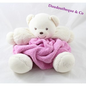 Peluche Patapouf Bär KALOO Feder rosa weiß Kopf 30 cm