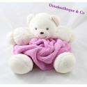 Peluche patapouf ours KALOO Plume rose tête blanche 30 cm