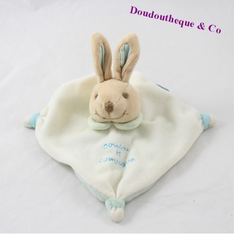 Doudou flach Kaninchen DOUDOU UND COMPAGNY mini blau Beige doudou dC2372