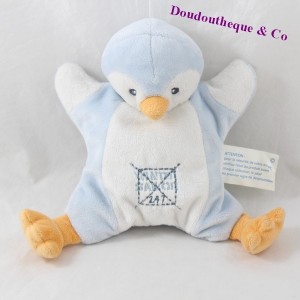 Doudou semi-plano pinganillo KIMBALOO blanco azul 23 cm