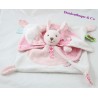 Doudou flat rabbit DOUDOU AND COMPAGNIE Tatoo pink and white 26 cm