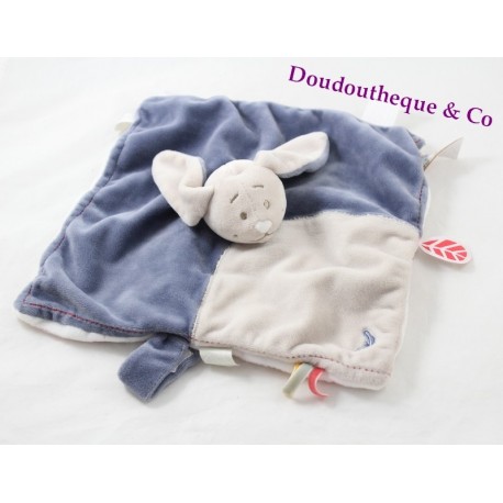 Doudou plat Wapi lapin NOUKIE'S Bao & Wapi bleu beige 25 cm